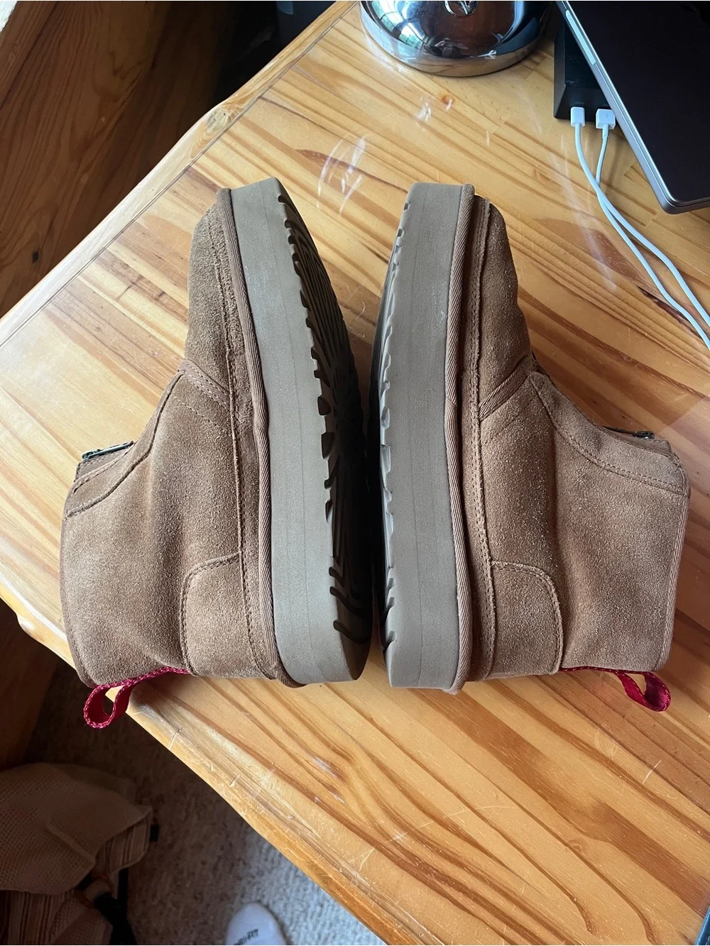 UGG Neumel Platform Zip Chestnut Suede Boots Size 10